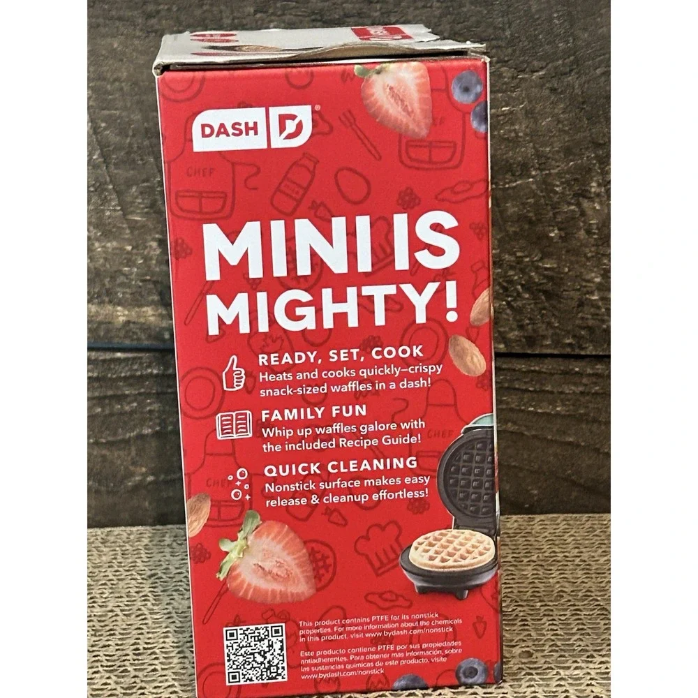 DASH Mini Maker | Waffles, Hash Browns, Chaffles | Non-Stick | 4 Inch |‎ Aqua